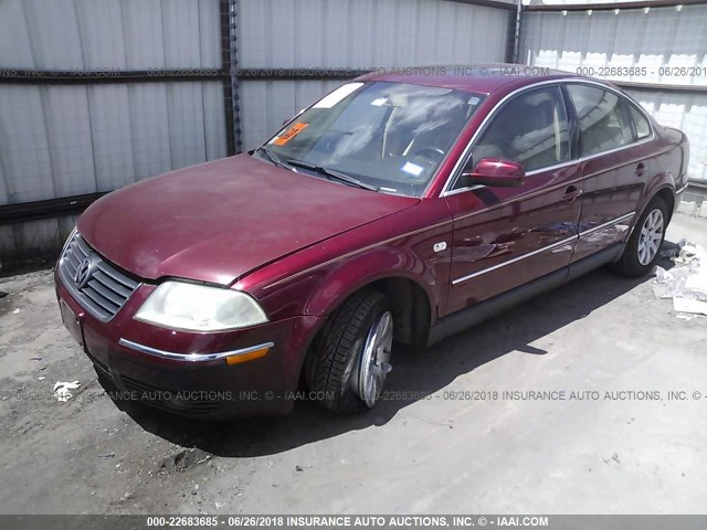 WVWPD63B72P222760 - 2002 VOLKSWAGEN PASSAT GLS MAROON photo 2