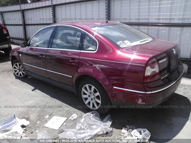 WVWPD63B72P222760 - 2002 VOLKSWAGEN PASSAT GLS MAROON photo 3