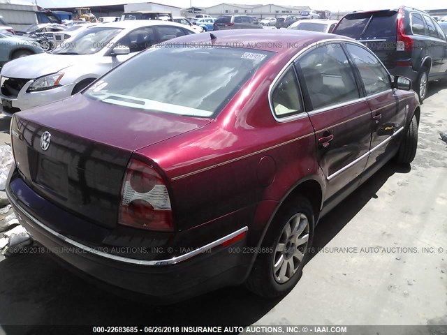 WVWPD63B72P222760 - 2002 VOLKSWAGEN PASSAT GLS MAROON photo 4