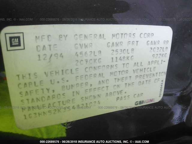 1G3HN52K3S4821024 - 1995 OLDSMOBILE 88 ROYALE GRAY photo 9