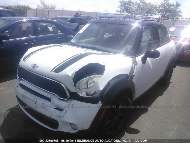 WMWZC3C57DWP24050 - 2013 MINI COOPER S COUNTRYMAN WHITE photo 2