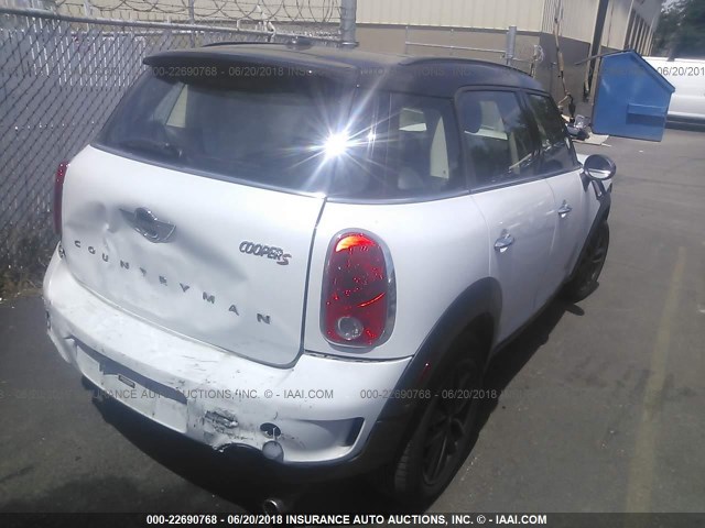 WMWZC3C57DWP24050 - 2013 MINI COOPER S COUNTRYMAN WHITE photo 4