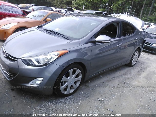 5NPDH4AE6DH206525 - 2013 HYUNDAI ELANTRA GLS/LIMITED GRAY photo 2