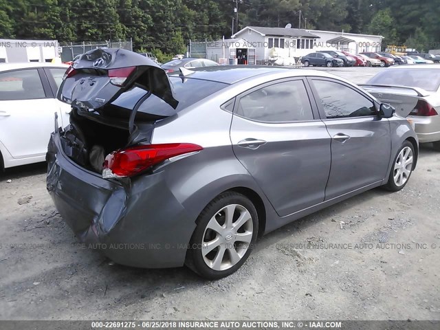 5NPDH4AE6DH206525 - 2013 HYUNDAI ELANTRA GLS/LIMITED GRAY photo 4