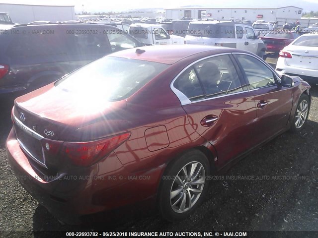 JN1BV7AP0EM683965 - 2014 INFINITI Q50 PREMIUM/SPORT RED photo 4