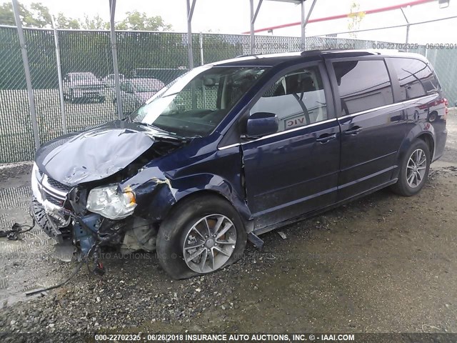 2C4RDGCG8HR800687 - 2017 DODGE GRAND CARAVAN SXT Dark Blue photo 2