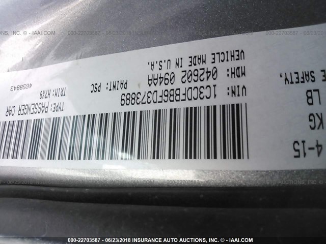 1C3CDFBB6FD373889 - 2015 DODGE DART SXT SILVER photo 9