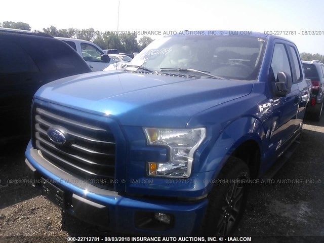 1FTEX1EP0HKE15039 - 2017 FORD F150 SUPER CAB BLUE photo 2