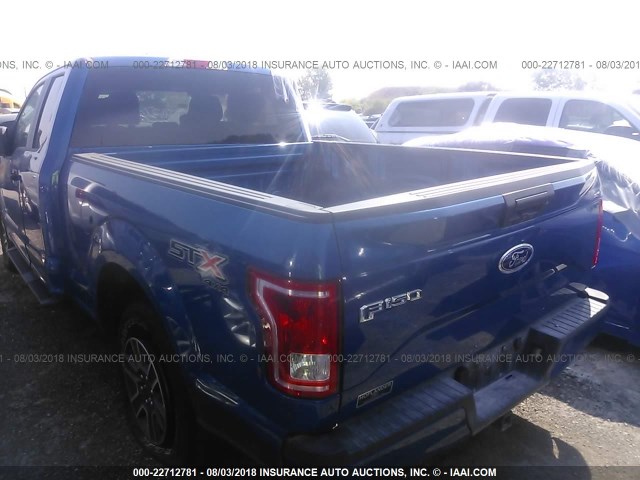 1FTEX1EP0HKE15039 - 2017 FORD F150 SUPER CAB BLUE photo 3