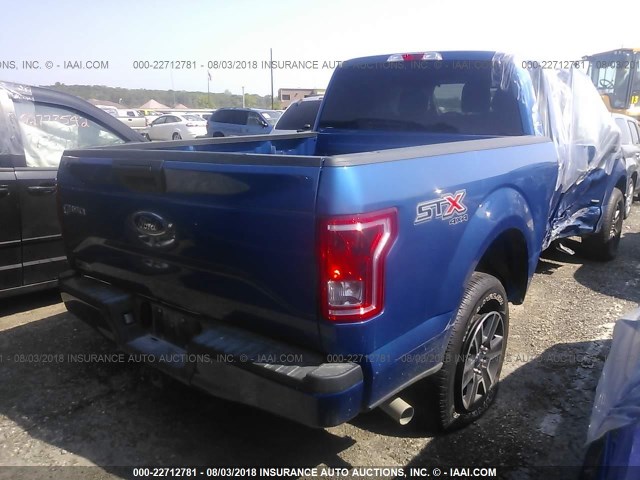 1FTEX1EP0HKE15039 - 2017 FORD F150 SUPER CAB BLUE photo 4