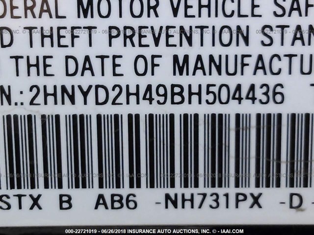 2HNYD2H49BH504436 - 2011 ACURA MDX TECHNOLOGY 黑色 照片 9