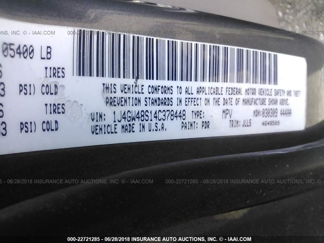 1J4GW48S14C378448 - 2004 JEEP GRAND CHEROKEE LAREDO/COLUMBIA/FREEDOM 锡色 照片 9