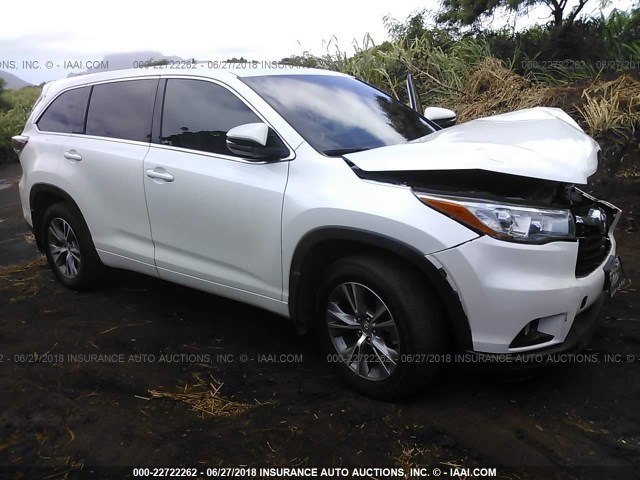 5TDBKRFH0FS149311 - 2015 TOYOTA HIGHLANDER LE/LE PLUS WHITE photo 1