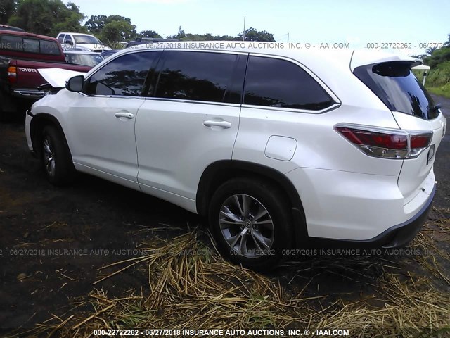 5TDBKRFH0FS149311 - 2015 TOYOTA HIGHLANDER LE/LE PLUS WHITE photo 3