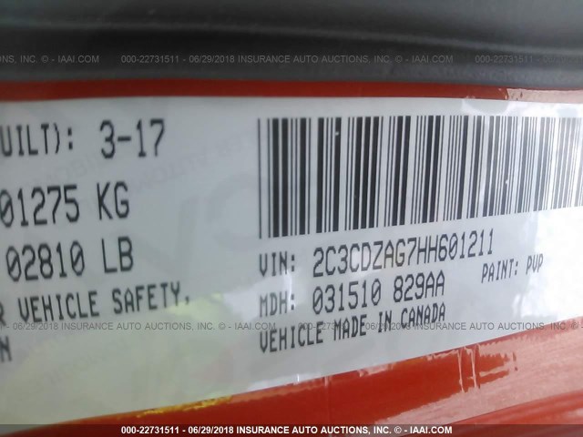 2C3CDZAG7HH601211 - 2017 DODGE CHALLENGER SXT ORANGE photo 9