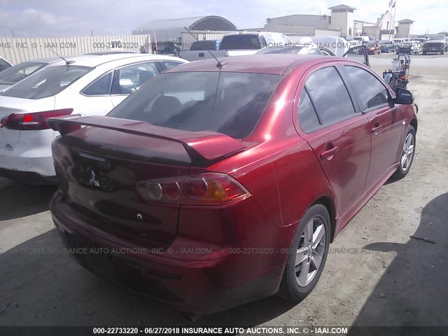 JA3AU26U69U025245 - 2009 MITSUBISHI LANCER ES/ES SPORT RED photo 4