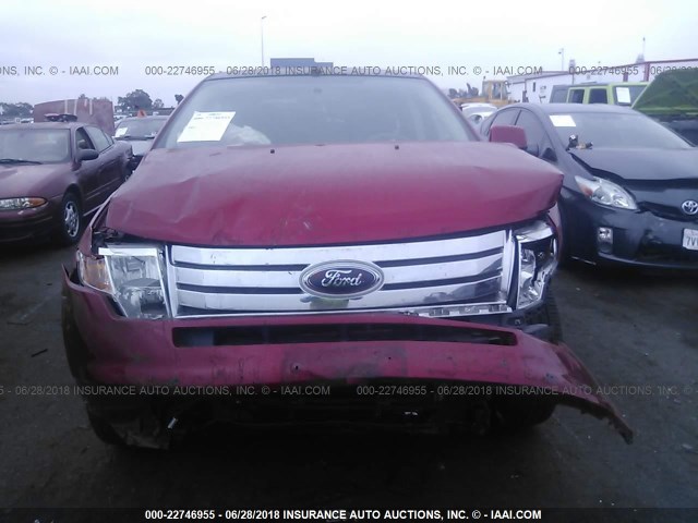 2FMDK3JC6ABA68207 - 2010 FORD EDGE SEL RED photo 6