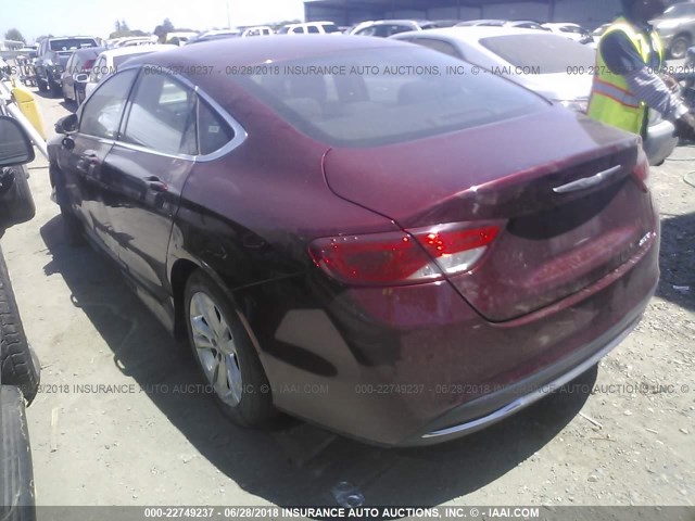 1C3CCCAB7GN170878 - 2016 CHRYSLER 200 LIMITED BURGUNDY photo 3