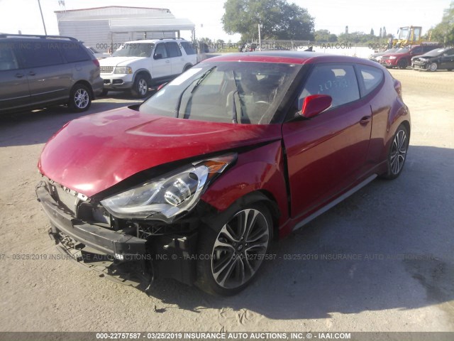 KMHTC6AE5GU287366 - 2016 HYUNDAI VELOSTER TURBO RED photo 2