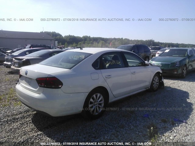 1VWAP7A33CC038825 - 2012 VOLKSWAGEN PASSAT S WHITE photo 4