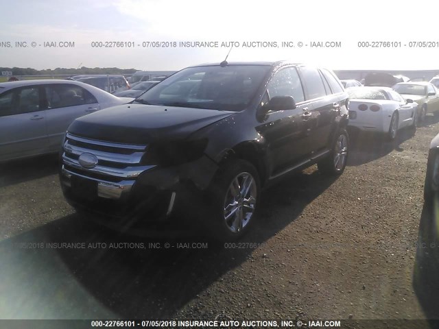 2FMDK4JCXDBB29424 - 2013 FORD EDGE SEL BLACK photo 2