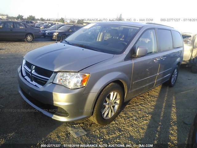 2C4RDGCG9GR272544 - 2016 DODGE GRAND CARAVAN SXT GRAY photo 2