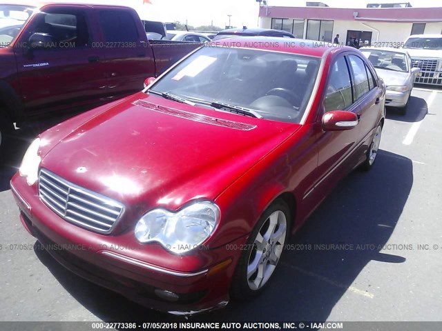 WDBRF52H27A947436 - 2007 MERCEDES-BENZ C 230 RED photo 2