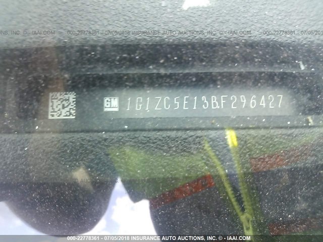 1G1ZC5E13BF296427 - 2011 CHEVROLET MALIBU 1LT 黑色 照片 9