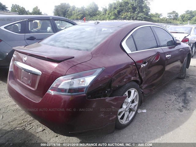 1N4AA5APXCC819228 - 2012 NISSAN MAXIMA S/SV RED photo 4