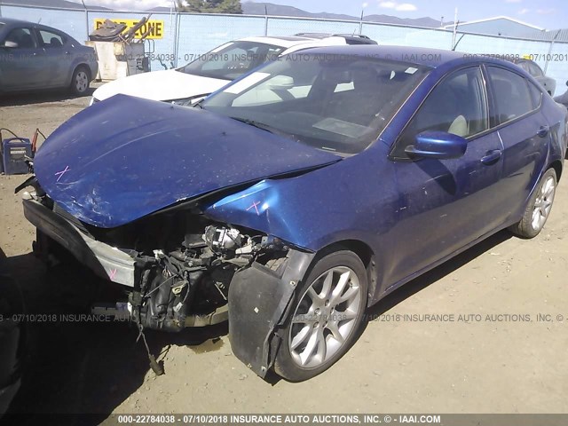 1C3CDFBA1DD143066 - 2013 DODGE DART SXT BLUE photo 2