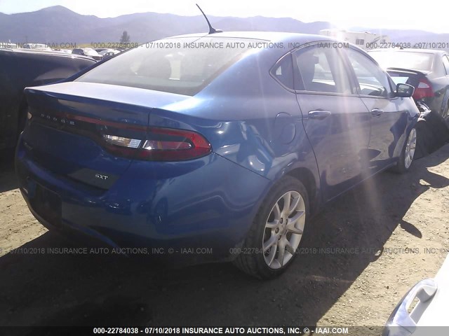 1C3CDFBA1DD143066 - 2013 DODGE DART SXT BLUE photo 4