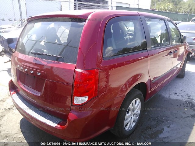 2C4RDGBG7FR670447 - 2015 DODGE GRAND CARAVAN SE RED photo 4