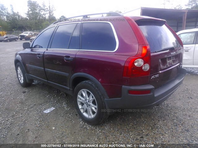 YV1CZ911051163662 - 2005 VOLVO XC90 T6 MAROON photo 3