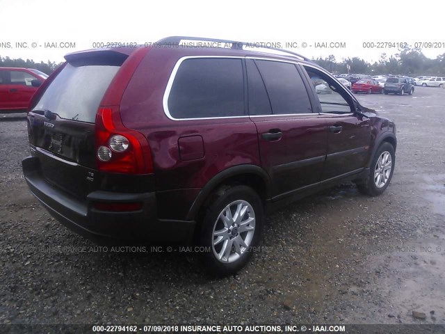 YV1CZ911051163662 - 2005 VOLVO XC90 T6 MAROON photo 4