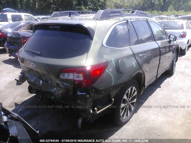 4S4BSENC0G3263144 - 2016 SUBARU OUTBACK 3.6R LIMITED GREEN photo 4