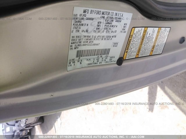 5LMEU88H23ZJ48467 - 2003 LINCOLN AVIATOR 银色 照片 9