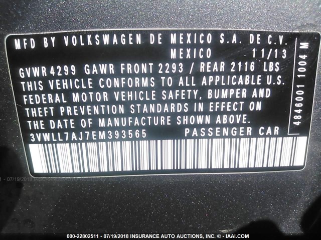 3VWLL7AJ7EM393565 - 2014 VOLKSWAGEN JETTA TDI GRAY photo 9