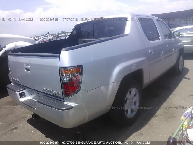 2HJYK16557H507306 - 2007 HONDA RIDGELINE RTL SILVER photo 4