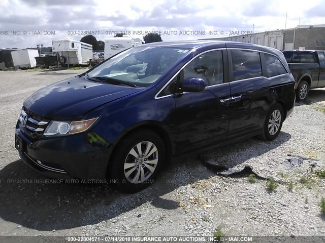 5FNRL5H64EB061378 - 2014 HONDA ODYSSEY EXL BLUE photo 2