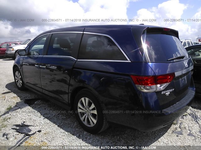 5FNRL5H64EB061378 - 2014 HONDA ODYSSEY EXL BLUE photo 3