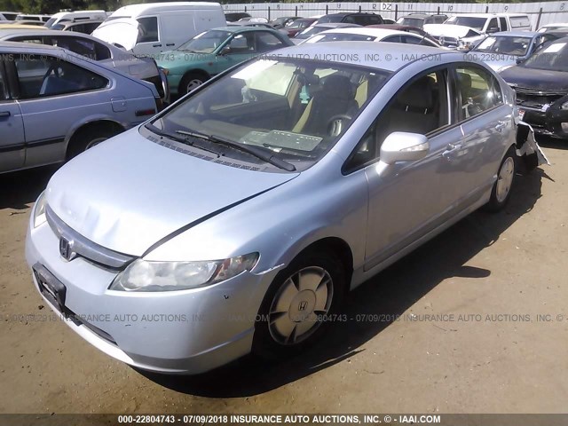 JHMFA36206S030984 - 2006 HONDA CIVIC HYBRID Light Blue photo 2