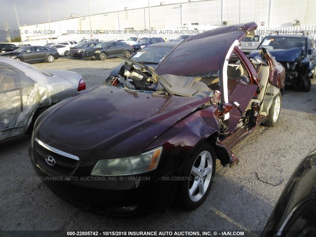 5NPEU46F67H200021 - 2007 HYUNDAI SONATA SE/LIMITED BURGUNDY photo 2