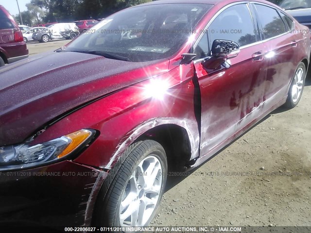 3FA6P0HR6DR361494 - 2013 FORD FUSION SE RED photo 6