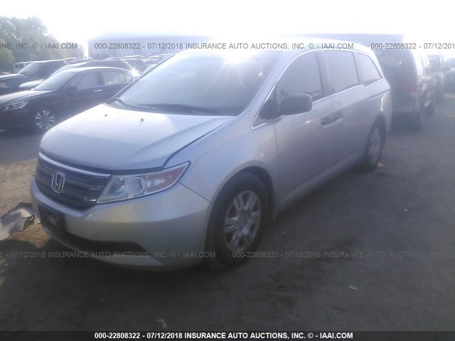 5FNRL5H21BB090295 - 2011 HONDA ODYSSEY LX SILVER photo 2