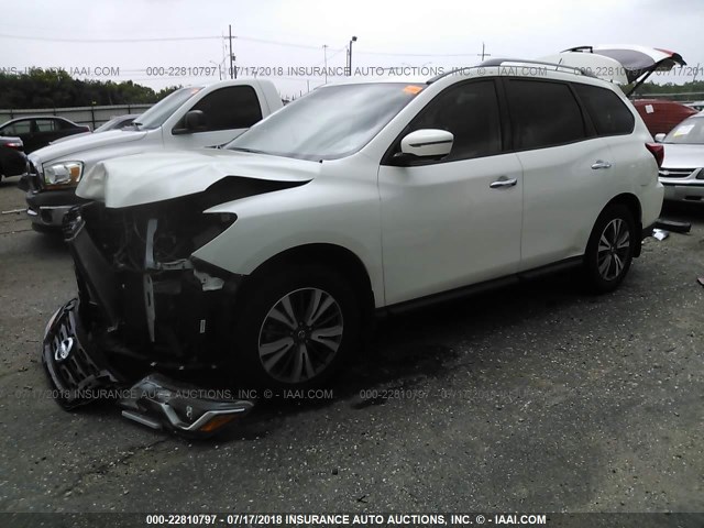 5N1DR2MM2HC664242 - 2017 NISSAN PATHFINDER S/SV/SL/PLATINUM WHITE photo 2