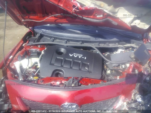 2T1BU4EE8AC278807 - 2010 TOYOTA COROLLA S/LE/XLE RED photo 10