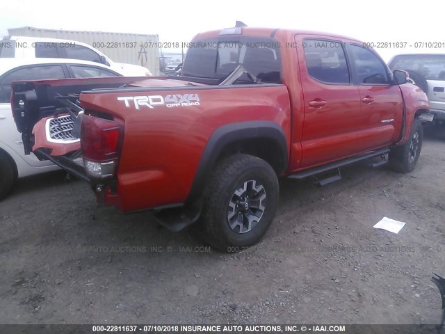 3TMCZ5AN2HM082896 - 2017 TOYOTA TACOMA DBL CAB/SR/TRDSPT/OR/PRO ORANGE photo 4