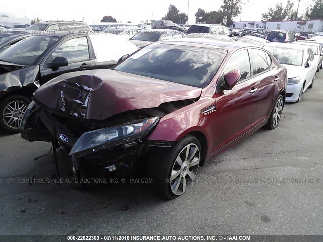 5XXGR4A68DG140509 - 2013 KIA OPTIMA SX RED photo 2