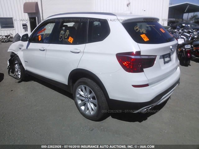 5UXWZ7C31H0V86801 - 2017 BMW X3 SDRIVE28I WHITE photo 3