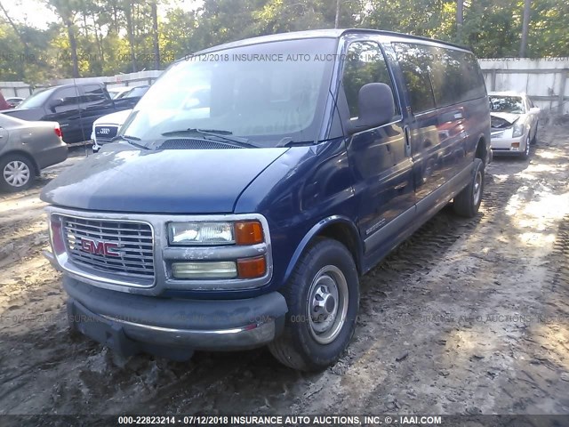 1GJHG39GX21183770 - 2002 GMC SAVANA G3500 BLUE photo 2